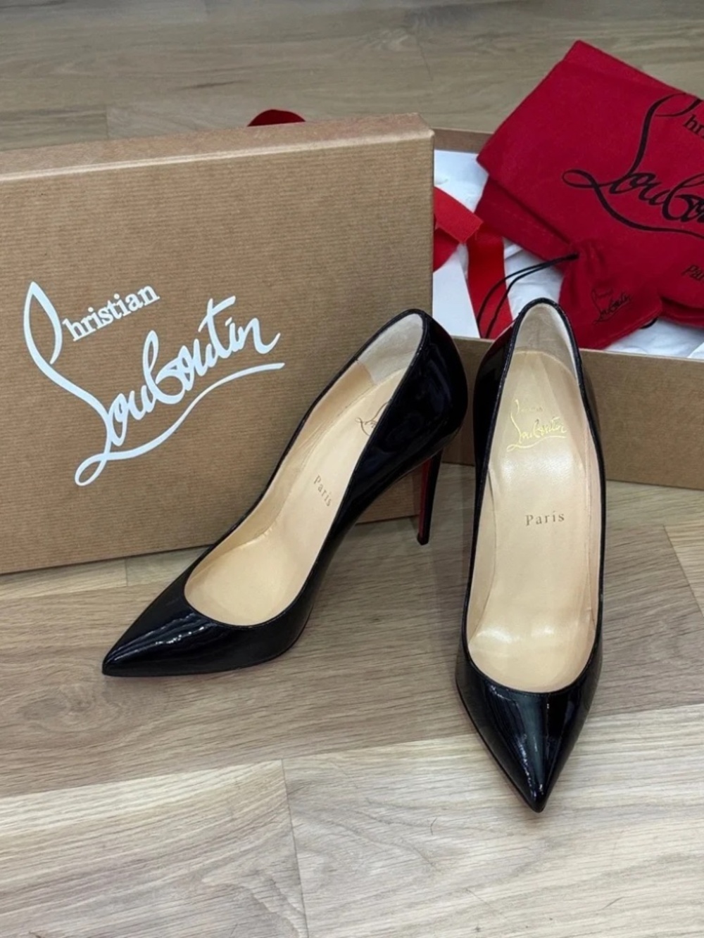 NIB Christian Louboutin Pigalle Follies 100mm Pumps – Black Patent – Size 38